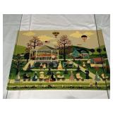 VINTAGE PICTORIAL PARK SCENE FABRIC - NOVELTY