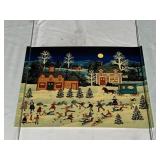 VINTAGE WINTER SCENE ILLUSTRATION - SIGNED