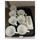 PYREX MUGS AND COVERED BUTTER