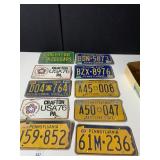 11 VINTAGE LICENSE PLATES
