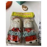 SANTA SALT/PEPPERS VINTAGE IN PACKAGE BRASS