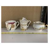 ANTIQUE PORCELAIN CUPS & MUGS - THREE PIECES,