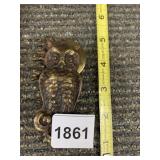 BRASS OWL DOOR KNOCKER OR PULL - ORNATE FIGURAL