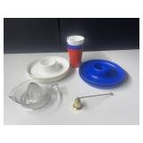 JUICER, CANDLE SNUFFER, PLATES WITH BUILT IN CUP
