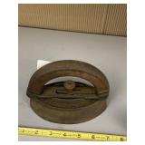 CAST IRON SAD IRON OR FLAT IRON - WOODEN HANDLE,