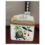 CERAMIC SALT BOX - HAND-PAINTED BOTANICAL DESIGN