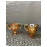 CARNIVAL GLASS CREAMER AND SUGAR BOWL SET -