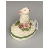 RABBIT TRINKET BOX - PINK FLOWERS, GREEN LEAF