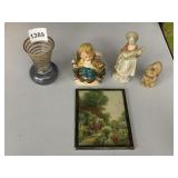 MIXED DECORATIVE LOT - FRAMED GARDEN PRINT, GLASS