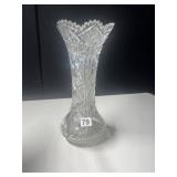 CRYSTAL CUT VASE 14' H SOME FLECKS ON EDGE