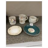 ASSORTED PORCELAIN TEACUPS, SAUCERS, AND PLATES -