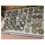 ASSORTED VINTAGE GLASS JAR LIDS - APPROX 45 METAL