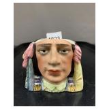 CERAMIC CHARACTER FACE JUG - HAND-PAINTED WOMAN