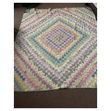 QUILT HAND STITCHED SOME DAMAGE AS SHOWN 77 X 67