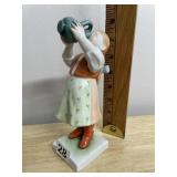 HEREND GIRL FIGURINE HAND PAINTED FINE PORCELAIN