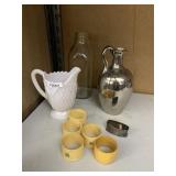 ASSORTED GLASSWARE & TABLEWARE - WHITE PITCHER,