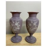 MATCHING BRISTOL VASES UNUSUAL COLOR 8.5' H HAND