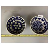 PAIR OF HAND-PAINTED POLISH CERAMIC BOWLS -