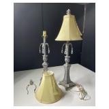 2 SILVER TONE LAMPS W/ SHADES GOOD CONDITION 1