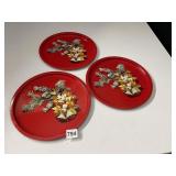 3 HOLIDAY TIN TRAYS