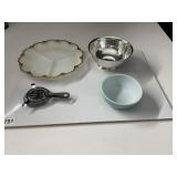 GLASS CUTTING BOARD, GORHAM SMALL BOWL, DIVIDED