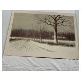 HAND-COLORED ENGRAVING - PASTORAL LANDSCAPE W/