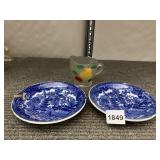 BLUE WILLOW PORCELAIN PLATES - PAIR OF DINNER