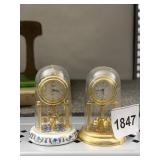 PAIR OF QUARTZ DOME DESK CLOCKS - ELGIN AND