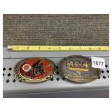 PAIR OF BRASS BELT BUCKLES - HERITAGE BUCKLES