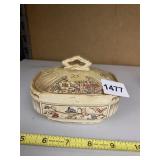 HARWARD POTTERY COVERED DISH - CREAM EARTHENWARE,