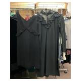 VINTAGE 60S/70S BLACK DRESSES, EST SIZE M,