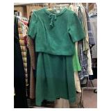 VINTAGE 60S GREEN 2 PIECE DRESS EST SIZE S