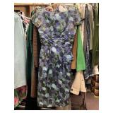 VINTAGE 60S BLUE DRESS WITH PRINT EST SIZE S,