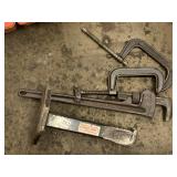 TOW HITCH, 2 SIX-IN C-CLAMPS 3/4 IN PIPE WRENCH
