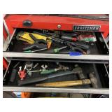 CONTENTS OF 2 DRAWERS HAMMERS AND SOME CLAMPS