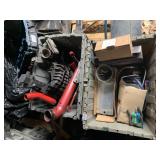 ASSORTED BINS OF RACE CAR PARTS SOME USED SOME