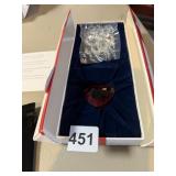 SWAROVSKI CRYSTAL HEART PAPERWEIGHT, RED, W/