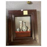 OIL PAINTING BLUE & WHITE PORCELAIN STILL LIFE.