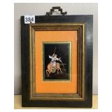 ART FRAMED MINIATURE PAINTING WARRIOR ON CAMEL.