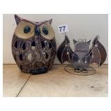 CERAMIC OWL & BAT FIGURINES - DECORATIVE CANDLE