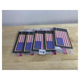 SET OF 5 EMBROIDERED AMERICAN FLAG PATCHES W/