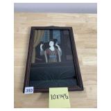 CHINESE LACQUERED WOOD PANEL - FRAMED INTERIOR