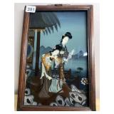 CHINESE REVERSE GLASS PAINTED PANEL - FRAMED