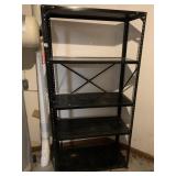 BLACK METAL SHELVING UNIT - 5-TIER, ADJUSTABLE.