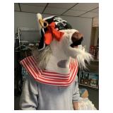 PLUSH COW MASCOT HEAD - WHITE/BLACK W/ RED