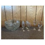 GLASS TABLEWARE SET -GLASS BOWL W/ WINE & WATER