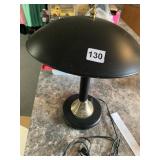 BLACK DESK LAMP - BRASS RIBBED BASE, DOME SHADE,