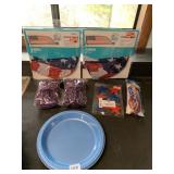 FLAG SHADE, RED/WHITE BLUE BEADS ETC.