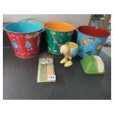 CHILDREN'S BUCKET & ACCESSORY LOT - THREE