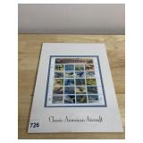 CLASSIC AMERICAN AIRCRAFT - MAT AND STAMP SHEET